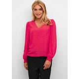 Kaffe Lissa Blouse With V Neck Collar And Ruffled Sleeve Pink