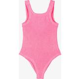 Elastane Bathing Suits Hunza G irls Bubblegum Kids Round-neck Crinkle-texture Swimsuit 7-12 Years