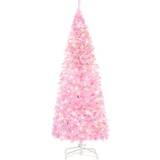 Steel Christmas Trees Homcom Prelit Pencil Pink Christmas Tree 150cm