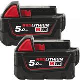 Batteries - Red Batteries & Chargers Milwaukee M18B5 18v 5.0Ah Li-ion Battery 2-pack