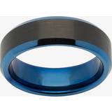 Men Rings Unique Mens Black &amp; Blue Tungsten 7mm Ring TUR-59-60 Two Colour