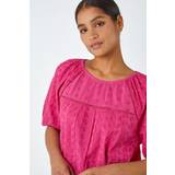 Blouses Roman Broderie Puff Sleeve Cotton Top Pink