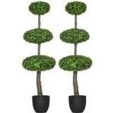 Homcom Set Of 2 Artificial Boxwood Ball Topiary Trees