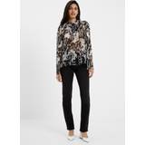 French Connection Women Blouses French Connection Deon Recycled Hallie Popover Blouse Black/Cream