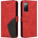 GANGXUN Samsung Galaxy S20 FE 4G/5G Case Card PU Holder Leather Cuir Wallet Flip Cover Red