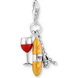 Thomas Sabo Wine Glass Eiffel Tower & Baguette Charm Pendant - Silver/Multicolour