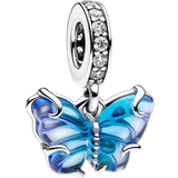 Glass Charms & Pendants Pandora Butterfly Dangle Charm - Silver/Blue/Transparent