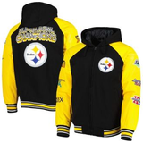 G-III Sports by Carl Banks Men's Black Pittsburgh Steelers Defender Raglan Full-Zip Hoodie Varsity Jacket