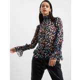 French Connection Women Blouses French Connection Anye Hallie High Neck Top, Blackout/Multi