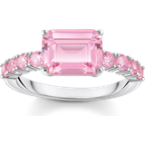 Pink Rings Thomas Sabo Silver solitaire ring with pink zirconia stones pink TR2451-051-9-50