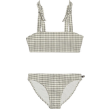 Tommy Hilfiger Swimwear Tommy Hilfiger Retro Bow Bralette Bikini Swim Set - Linear Grid Check Ivory/Black (UG0UG007210GK)