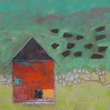 Rosalind Wheeler Pecatonica Barn Orange/Green/Brown Framed Art 30x30cm