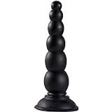Dream Toys Beaded Black Anal Dildo with Suction Cup Base 6.5 Inch