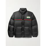 Gucci Outerwear Gucci Logo-Appliquéd Striped Quilted Shell Down Jacket Men Black IT
