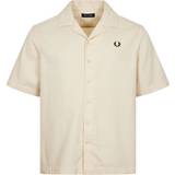 Fred Perry Tops Fred Perry Short Sleeve Revere Collar Shirt Oatmeal Beige