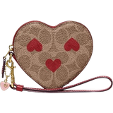 Coach Heart Wristlet In Signature Canvas With Heart Print - Brass/Tan Red Apple