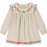 Frugi Kid's Kyla Floral Embroidered Tunic Top - Oatmeal