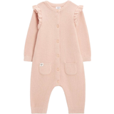 John Lewis Baby Knit Cotton Romper - Pink Mid