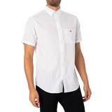Linen - Men Clothing Gant Regular Cotton Linen Short Sleeved Shirt White