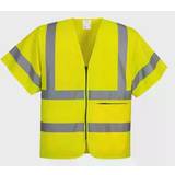 XL Work Vests Portwest Hi-Vis Half Sleeve Zip Vest Yellow