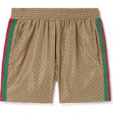 Gucci Slim-Fit Mid-Length Logo-Print Striped Swim Shorts Men Neutrals IT