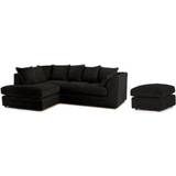 Divan Sofas Hannah Jumbo Cord Corner Black Sofa 212cm 4 Seater