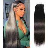 Black Extensions & Wigs Beauty Grace 10A Brazilian Hair Straight Bundles Natural Black 24 inch