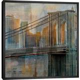 Ebern Designs Brooklyn Bridge by Nan Black Framed Art 66x66cm