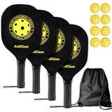 Pickleball Sets Amicoson Pickleball Set of 4 Paddles with 8 Balls and 1 Carry Bag