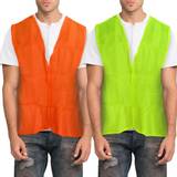 Work Vests Fluorescent High Vis Vest Waistcoat Work Safety Visibility Fabric Fasten Unisex