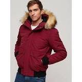 Superdry Bomber Jackets - L - Men Superdry Everest Faux Fur Hooded Padded Coat Red, Red, 2Xl, Men