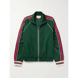 Gucci Outerwear Gucci Striped Logo-Jacquard Tech-Jersey Track Jacket Men Green