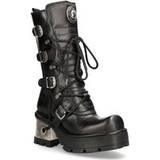 New Rock Shoes New Rock Womens Women’s Leather Gothic Mid-Calf Boots-373-S33 Black