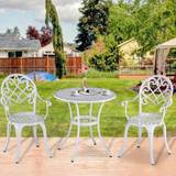 White Patio Dining Sets Garden & Outdoor Furniture OutSunny 3PCs Garden Bistro Patio Dining Set