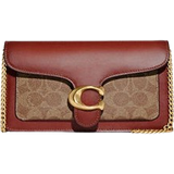 Brown Handbags Coach Tabby Chain Clutch In Signature Canvas - Brass/Tan/Rust