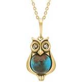 Peridot Jewellery C W Sellors 9ct Gold Turquoise Marcasite Owl Necklace Gold