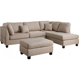 4 Seater - Sofa Set Sofas Benzara Linen Fabric Sectional Beige Sofa 193cm 4 Seater