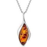 Peridot Jewellery C W Sellors Sterling Silver Orange Amber Open Marquise Shaped Necklace