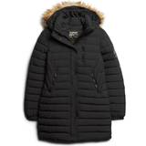 Superdry M - Women Coats Superdry Fuji Hooded Mid Length Puffer Coat - Black