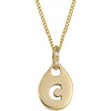 Elements C Organic Initial Tag with Diamond Set Bale Pendant Necklace - Gold/Diamonds