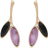 Amethyst Earrings C W Sellors Leaf Drop Stud Earrings - Rose Gold/Black/Purple
