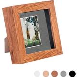 Square Photo Frames Nicola Spring 3D Box Dark Wood/Grey Photo Frame 10x10cm