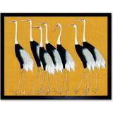 Wee Blue Coo Herons Cranes Yellow/Black Framed Art 25.9x20.6
