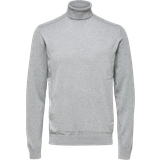 Selected Long Sleeve Roll Neck Sweater - Medium Grey Melange
