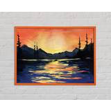 Union Rustic Skies Mountain Range Orange Framed Art 84.1x59.7cm
