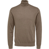 Selected Men Tops Selected Long Sleeve Polo Sweater - Teak