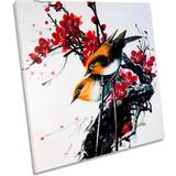 Marlow Home Co. Oriental Birds Floral Multicolour Framed Art 40.6x40.6cm