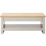 Oak Coffee Tables GFW Lancaster Cream Lift Grey/Natural Coffee Table 47x105cm