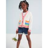 Barbour Kids' Knitted Cardigan, Cream/Pink