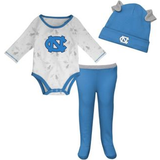 Outerstuff Newborn and Infant Boys and Girls Carolina Blue, White North Carolina Tar Heels Dream Team Raglan Long Sleeve Bodysuit, Hat and Pants Set Carolina